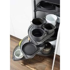 Rổ góc 4 tầng Kesseböhmer LeMans II màu đen xoay trái 541.29.483