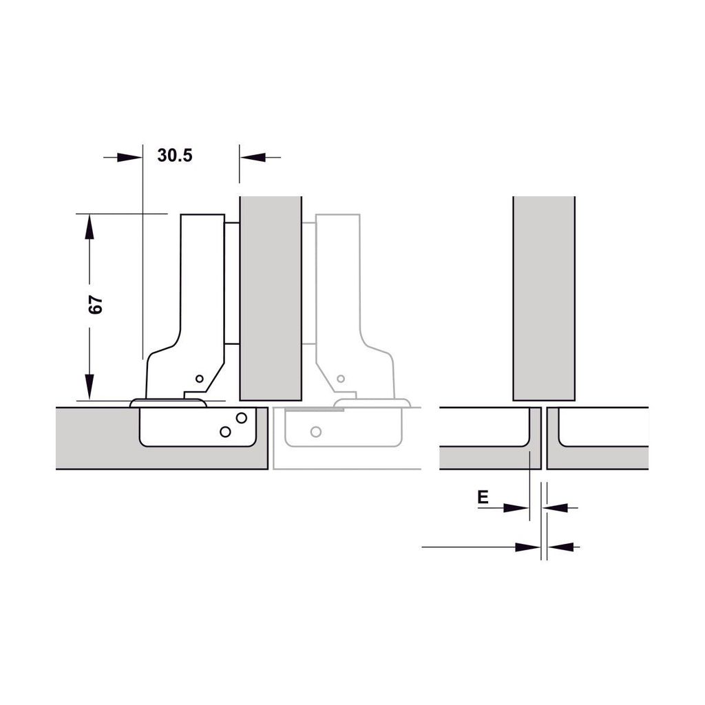 Bản lề Hafele Inox 304 giảm chấn - Trùm nửa 315.07.114