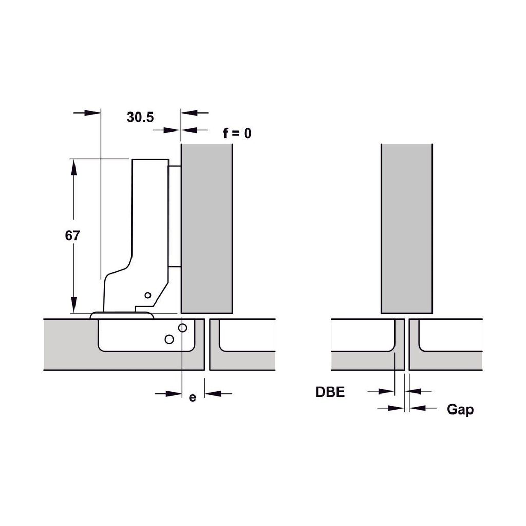 Bản lề Hafele Inox 304 giảm chấn - Trùm nửa 315.07.114