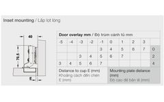 Bản lề giảm chấn Hafele Inox 304 cho gỗ dày - lọt lòng 334.05.003