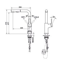 Vòi bếp Hafele LUX-P HT25-SH1P315 Chrome bóng 570.85.048