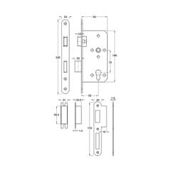 Thân khóa Hafele cho cửa phòng Inox mờ 911.02.153
