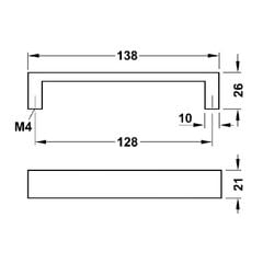 Tay nắm tủ nhôm Hafele màu bạc 110.73.904