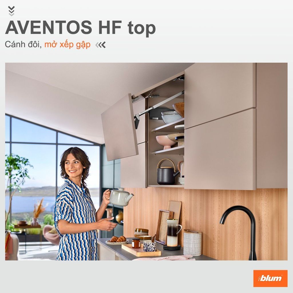 Bộ tay nâng Blum AVENTOS HF TOP (2.700-13.500PF/840–1.200mm) 22F1509