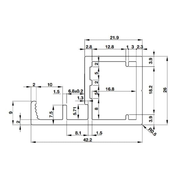 Thanh nhôm H02 Hafele màu đen 563.58.343