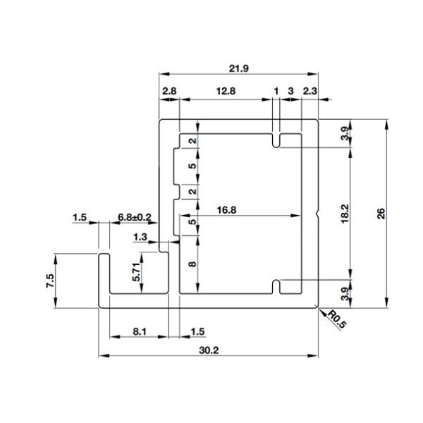 Thanh nhôm S02 màu nhôm Hafele 563.58.933