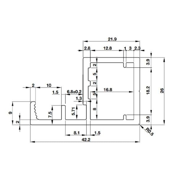 Thanh nhôm H02 Hafele màu nhôm 563.58.943