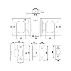 Khoá tròn vệ sinh DIY Hafele màu đồng bóng 489.93.137