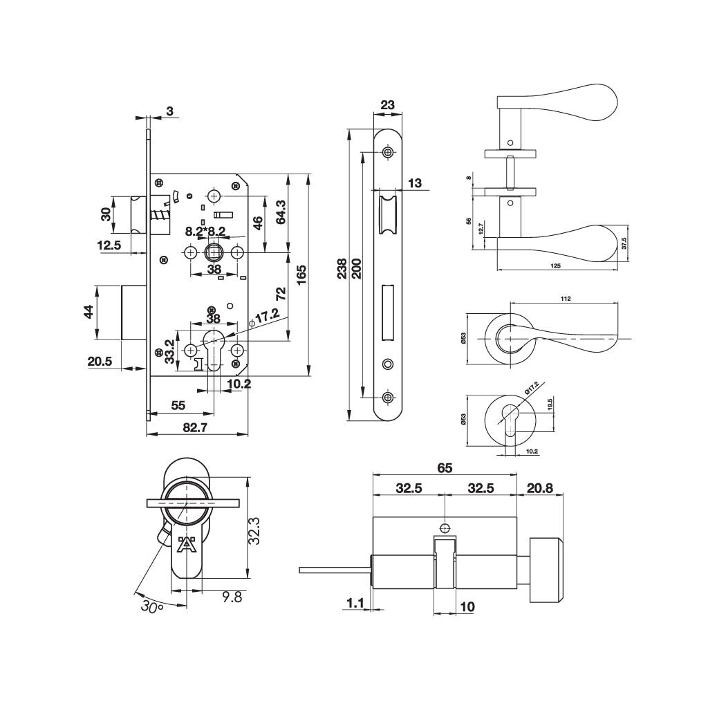Bộ khoá cửa phòng Hafele 499.63.802
