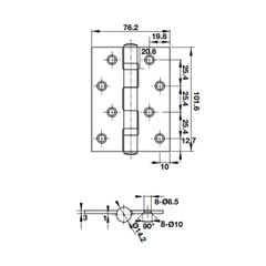 Bản lề lá Hafele 2 vòng bi 102x76x3mm 489.05.022