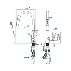 Vòi rửa chén Hafele HT25-SH1P417 màu Đen 567.24.498