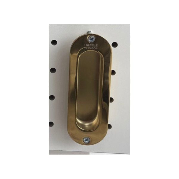 Tay nắm âm Hafele màu đồng bóng 120x40mm 489.72.101