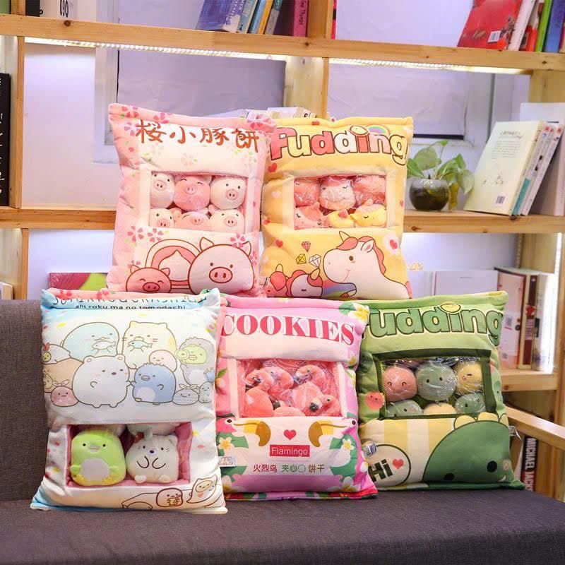  [ORDER] TÚI GỐI HOẠT HÌNH CUTE KÈM 8 PLUSHIE MINI 