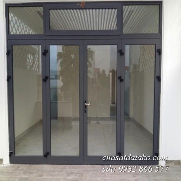 cửa nhôm kính xingfa 4 cánh màu xám