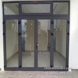 cửa nhôm kính xingfa 4 cánh màu xám