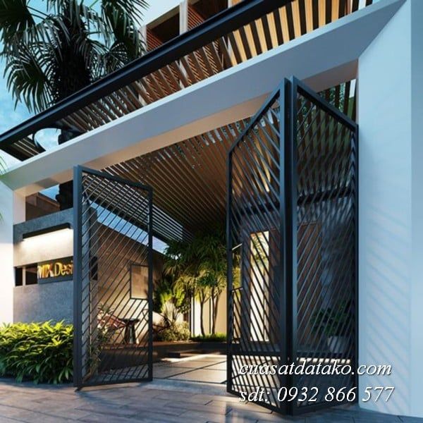 cửa cổng 4 cánh gấp