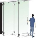 cửa kính cường lực xếp gấp 4 cánh