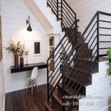 lan can cầu thang sắt hộp đơn giản