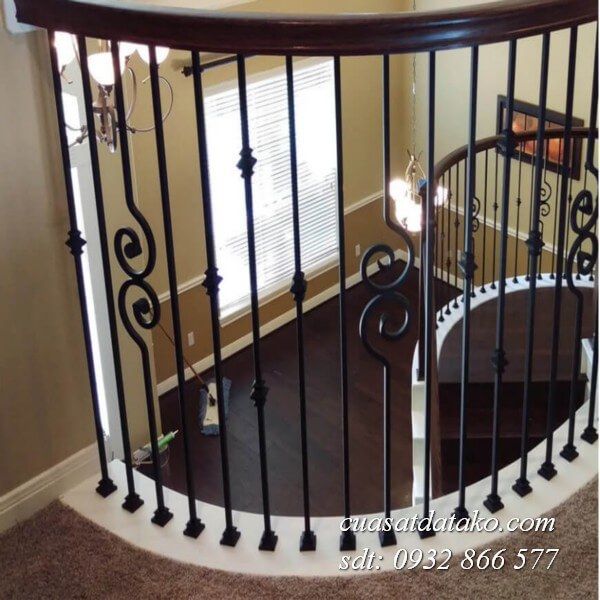lan can cầu thang tay vịn gỗ đẹp