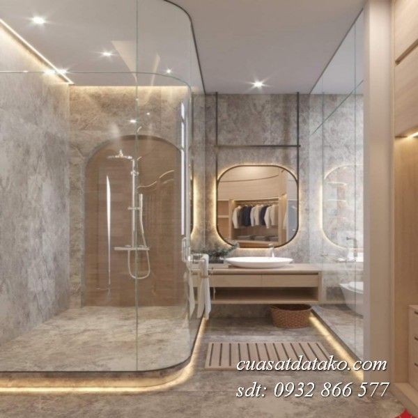 phòng tắm kính cong