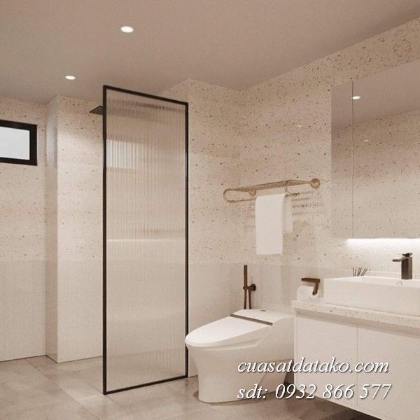 vách kính nhà tắm khung nhôm