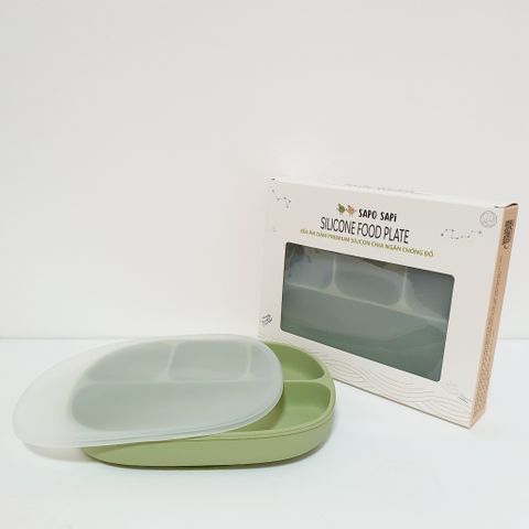  Đĩa ăn dặm Premium Silicon chia ngăn có đế hút chân không chống đổ Classy SAPO SAPi - Avocado Green (Xanh bơ) 
