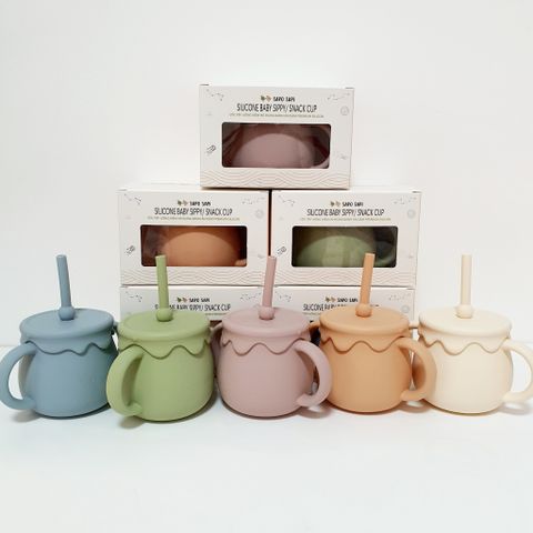  Cốc tập uống kiêm hũ đựng bánh ăn dặm SAPO SAPi - Cream (Màu kem) 