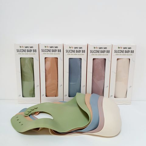  Yếm ăn dặm Premium Silicon- khắc chìm SAPO SAPi - Rose pink (Hồng nhạt) 