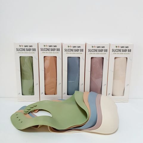  Yếm ăn dặm Premium Silicon- khắc chìm SAPO SAPi - Gỗ cháy 