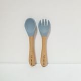  Bộ thìa dĩa ăn dặm cho bé Woody SAPO SAPi - Dusty Blue (Xanh xám) 
