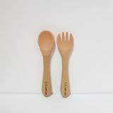  Bộ thìa dĩa ăn dặm cho bé Woody SAPO SAPi - Burly Wood (Gỗ cháy) 