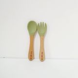  Bộ thìa dĩa ăn dặm cho bé Woody SAPO SAPi - Avocado green (Xanh bơ) 