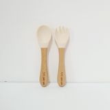  Bộ thìa dĩa ăn dặm cho bé Woody SAPO SAPi - Cream (Màu Kem) 