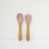  Bộ thìa dĩa ăn dặm cho bé Woody SAPO SAPi - Rose pink (Hồng) 