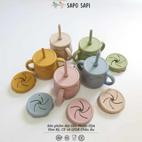  Cốc tập uống kiêm hũ đựng bánh ăn dặm SAPO SAPi - Begie 