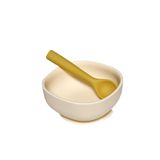  Bộ bát ăn dặm Premium Silicon đế hít chống đổ kèm thìa ăn dặm: Cream + Mustard (Kem - Vàng) 
