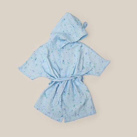 Áo choàng tắm nu xô 2 lớp họa tiết xanh