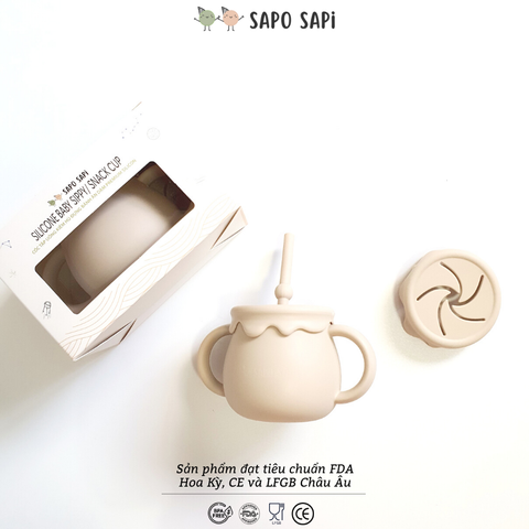  Cốc tập uống kiêm hũ đựng bánh ăn dặm SAPO SAPi - Begie 