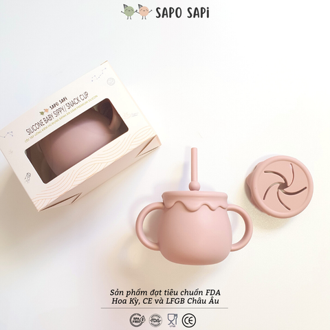  Cốc tập uống kiêm hũ đựng bánh ăn dặm SAPO SAPi - Rose Pink (Hồng nhạt) 