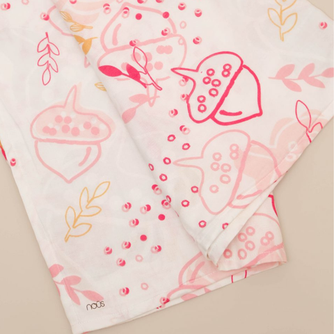  Khăn xô 2 lớp họa tiết hạt dẻ hồng 