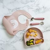  Đĩa ăn dặm Premium Silicon chia ngăn có đế hút chân không chống đổ Cloudy SAPO SAPi - Rose Pink (Hồng nhạt) 