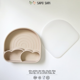 Đĩa ăn dặm Premium Silicon chia ngăn có đế hút chân không chống đổ Cloudy SAPO SAPi - Beige 