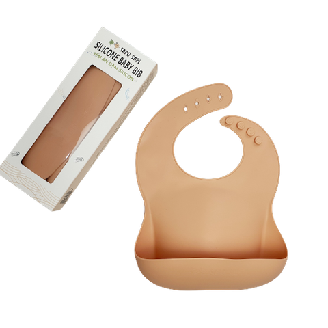  Yếm ăn dặm Premium Silicon- khắc chìm SAPO SAPi - Gỗ cháy 