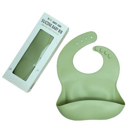  Yếm ăn dặm Premium Silicon- khắc chìm SAPO SAPi - Xanh bơ 