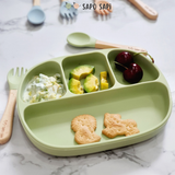  Bộ thìa dĩa ăn dặm cho bé Woody SAPO SAPi - Avocado green (Xanh bơ) 