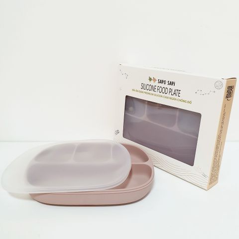  Đĩa ăn dặm Premium Silicon chia ngăn có đế hút chân không chống đổ Classy SAPO SAPi - Rose Pink (Hồng) 