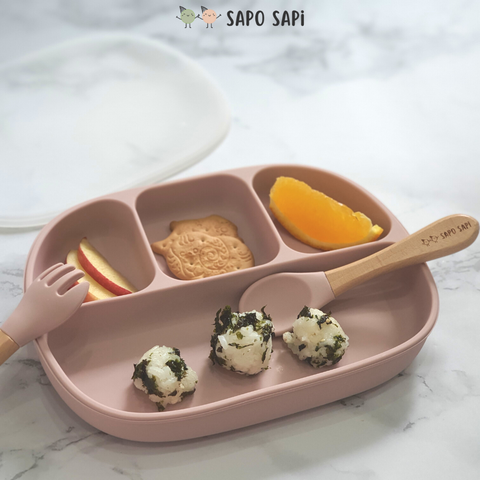  Bộ thìa dĩa ăn dặm cho bé Woody SAPO SAPi - Rose pink (Hồng) 