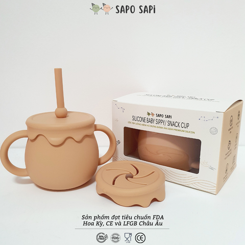 Cốc tập uống kiêm hũ đựng bánh ăn dặm SAPO SAPi - Burly Wood (Màu gỗ cháy) 