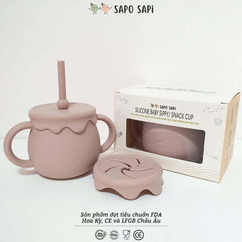  Cốc tập uống kiêm hũ đựng bánh ăn dặm SAPO SAPi - Rose Pink (Hồng nhạt) 