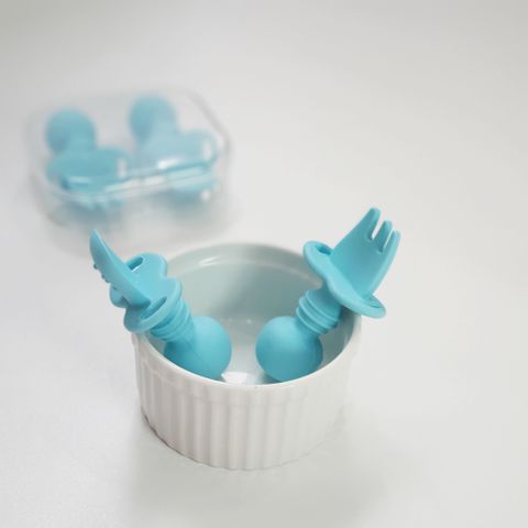  Bộ thìa dĩa Premium silicon Chewtensils bé tập ăn dặm - Blue (Xanh biển) 